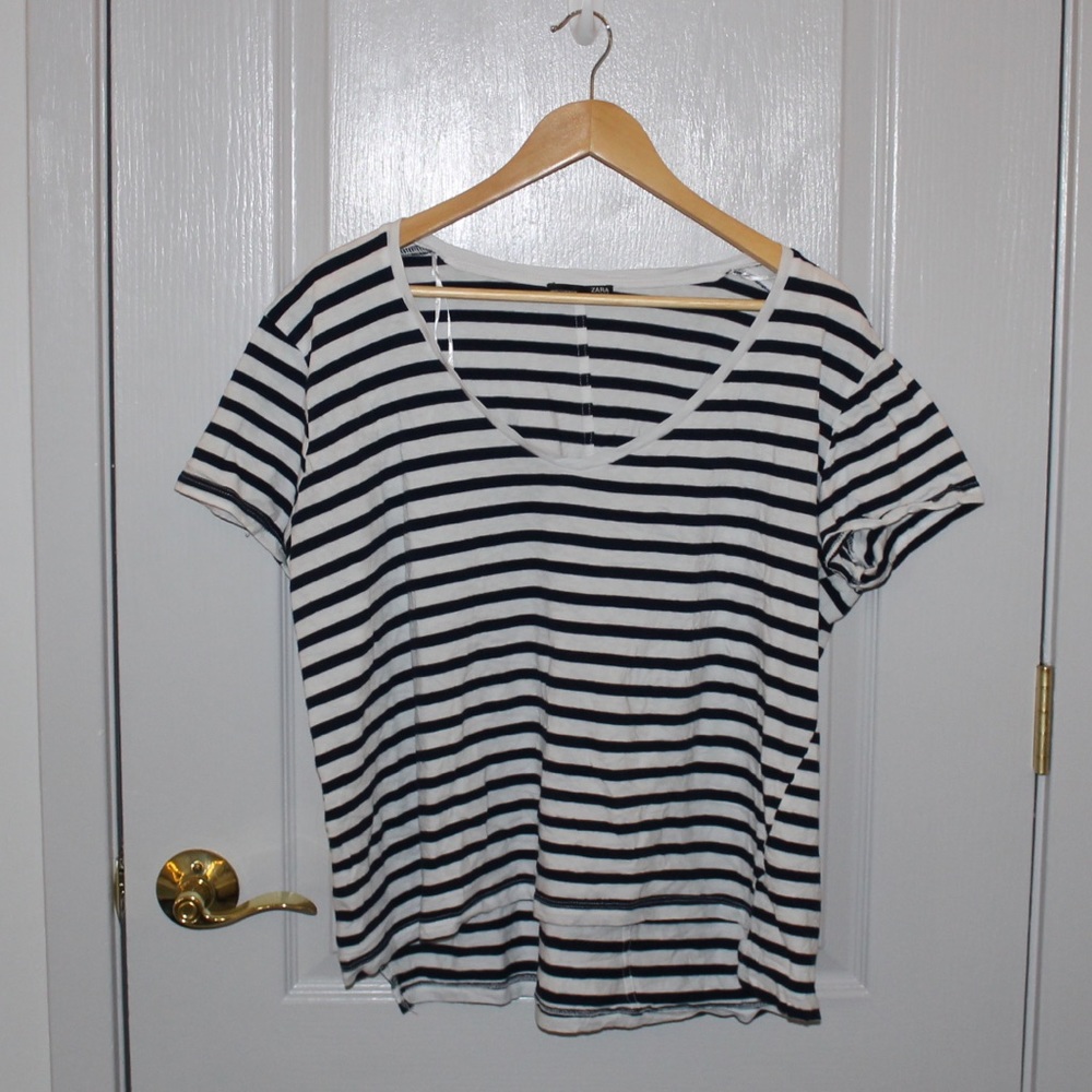ZARA SHORT SLEEVE STRIPED TOP